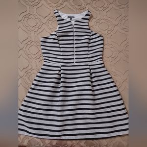 Express black and white striped boucle/tweed mini dress. Fit and flare size 10